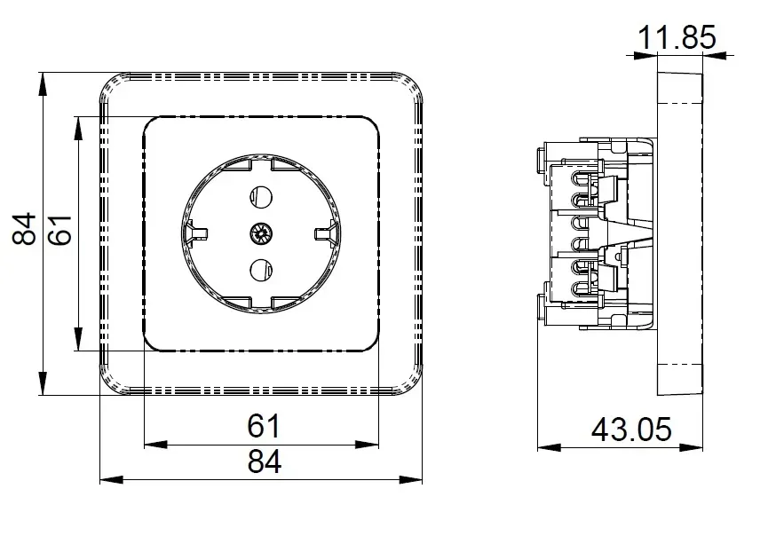 Pistorasia Etman DesignX 1S/16A/IP21 UPJ MUS