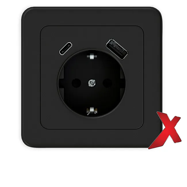 Pistorasia Etman DesignX 1S+2USB/16A/IP21 UPJ MUS
