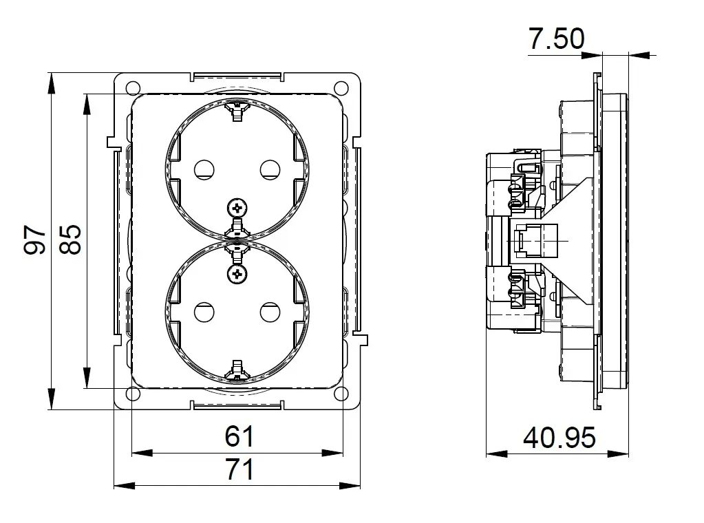 Pistorasia Etman DesignX 2S/16A/IP21 UKJ MATALA MUS