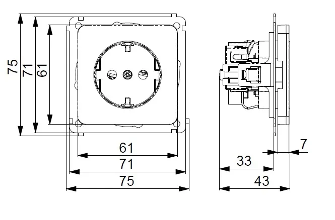 Pistorasia Etman DesignX 1S/16A/IP21 UKJ MUS
