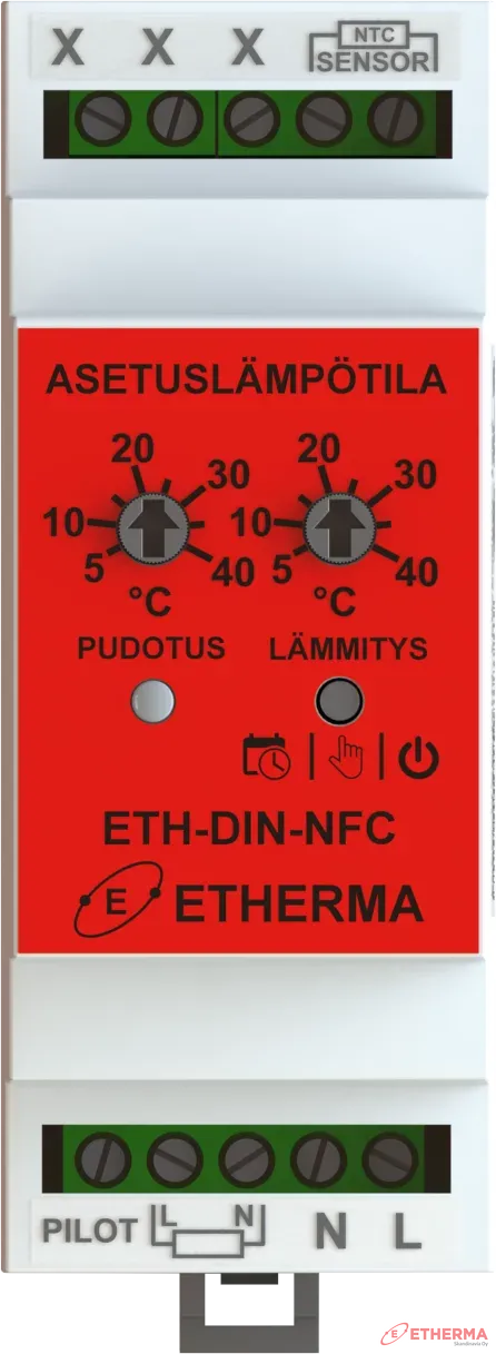 Lattiatermostaatti Etherma NFC DIN-Kisko termostaatti Ecodesign