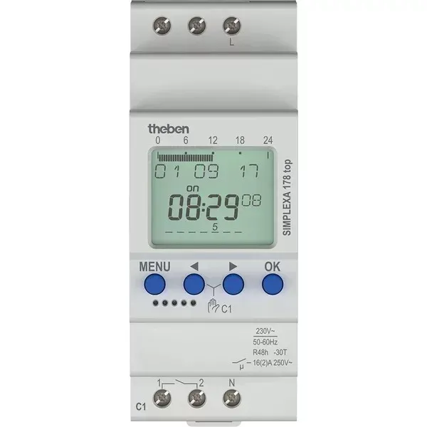 Kellokytkin digitaalinen Theben Simplexa TOP ASTRO 2-KAN 230VAC
