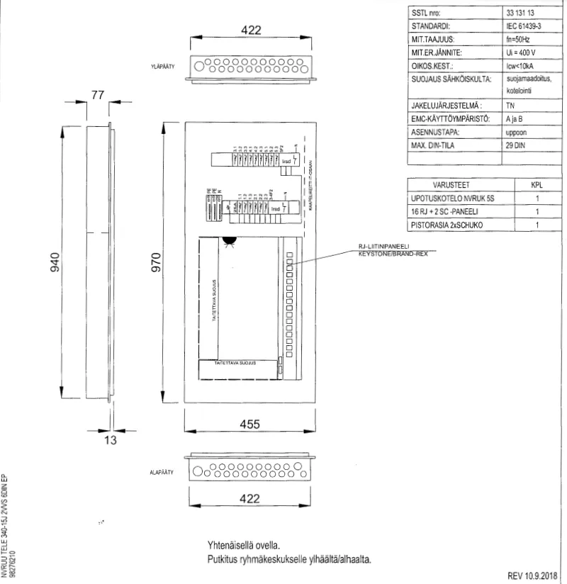 Ryhmäkeskus uppo Norelco NVRUU 340-15J 2VVS 6 DIN EP