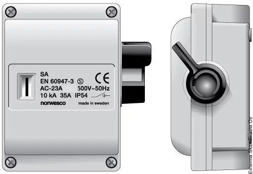 Turvakytkin vipu Norwesco SA316 3x16A 500V 7,5kW IP54