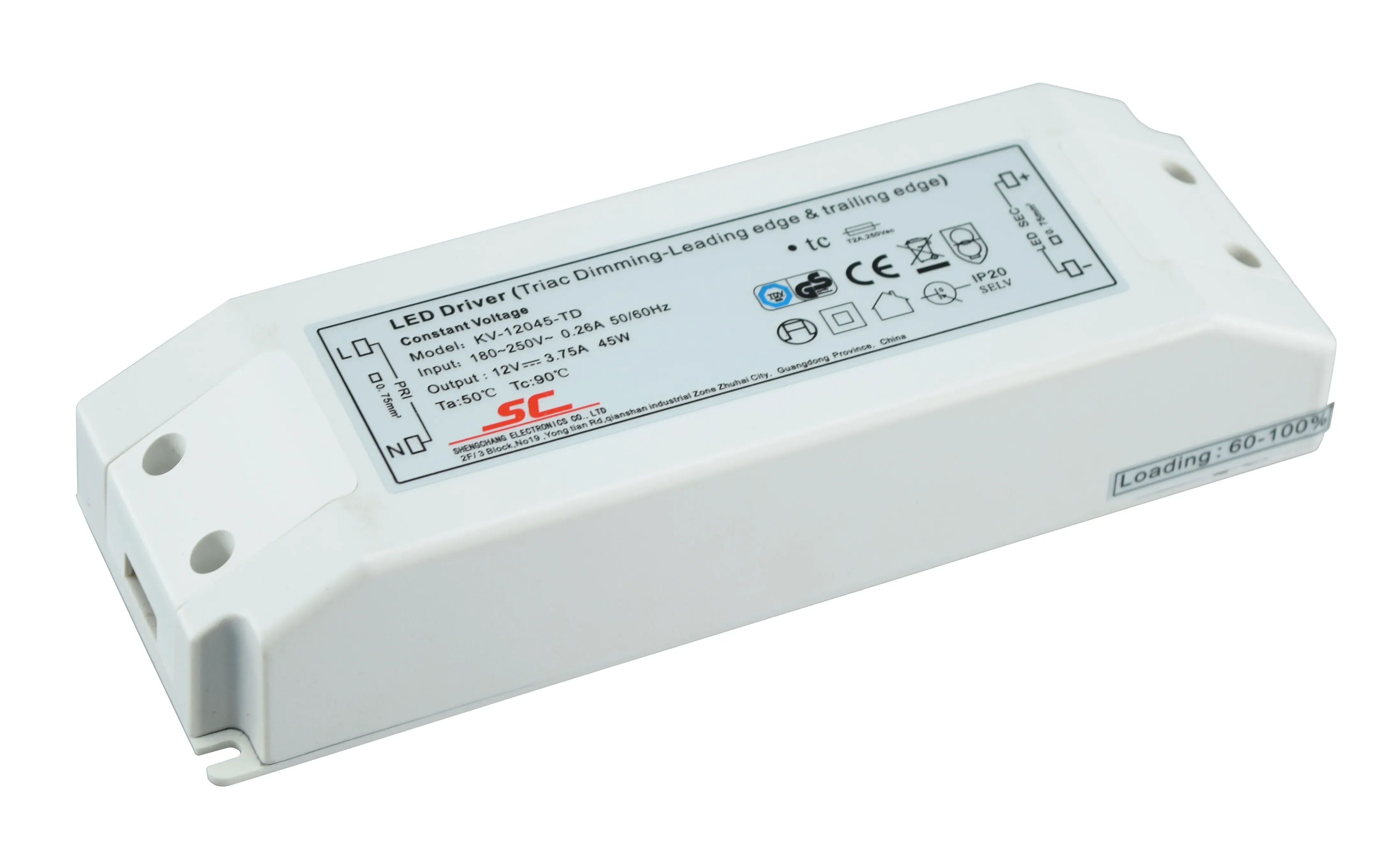 LED-liitäntälaite LED driver 12V 45W IP20 Triac himmennet