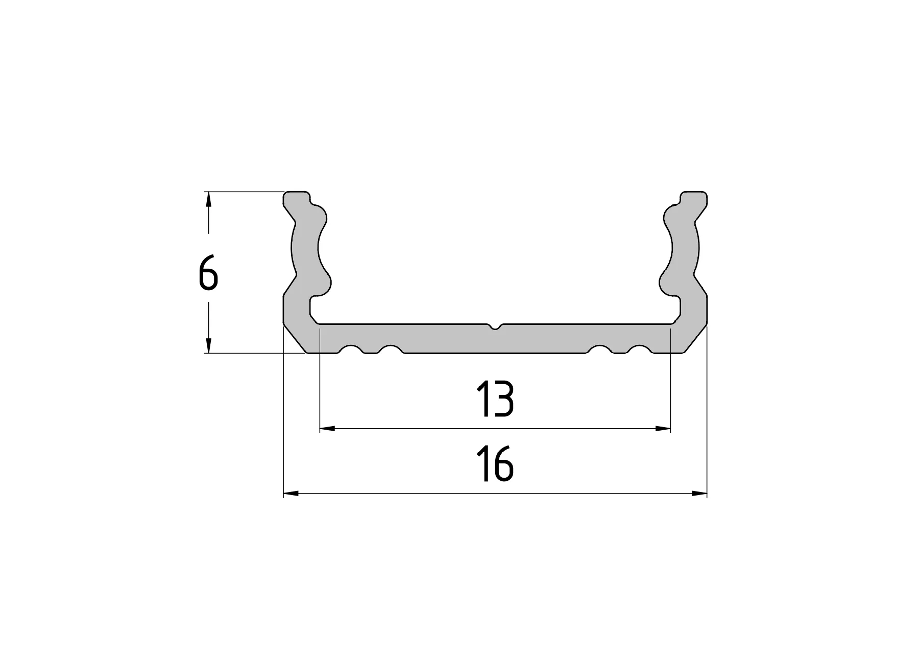 Valoprofiili/-nauha DUCT SUPERLOW 6MM MUS 2,02M